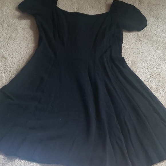 BLACK MILKMAID PUFF SLEEVE SQUARE NECK DRESS - Picture 6 of 6